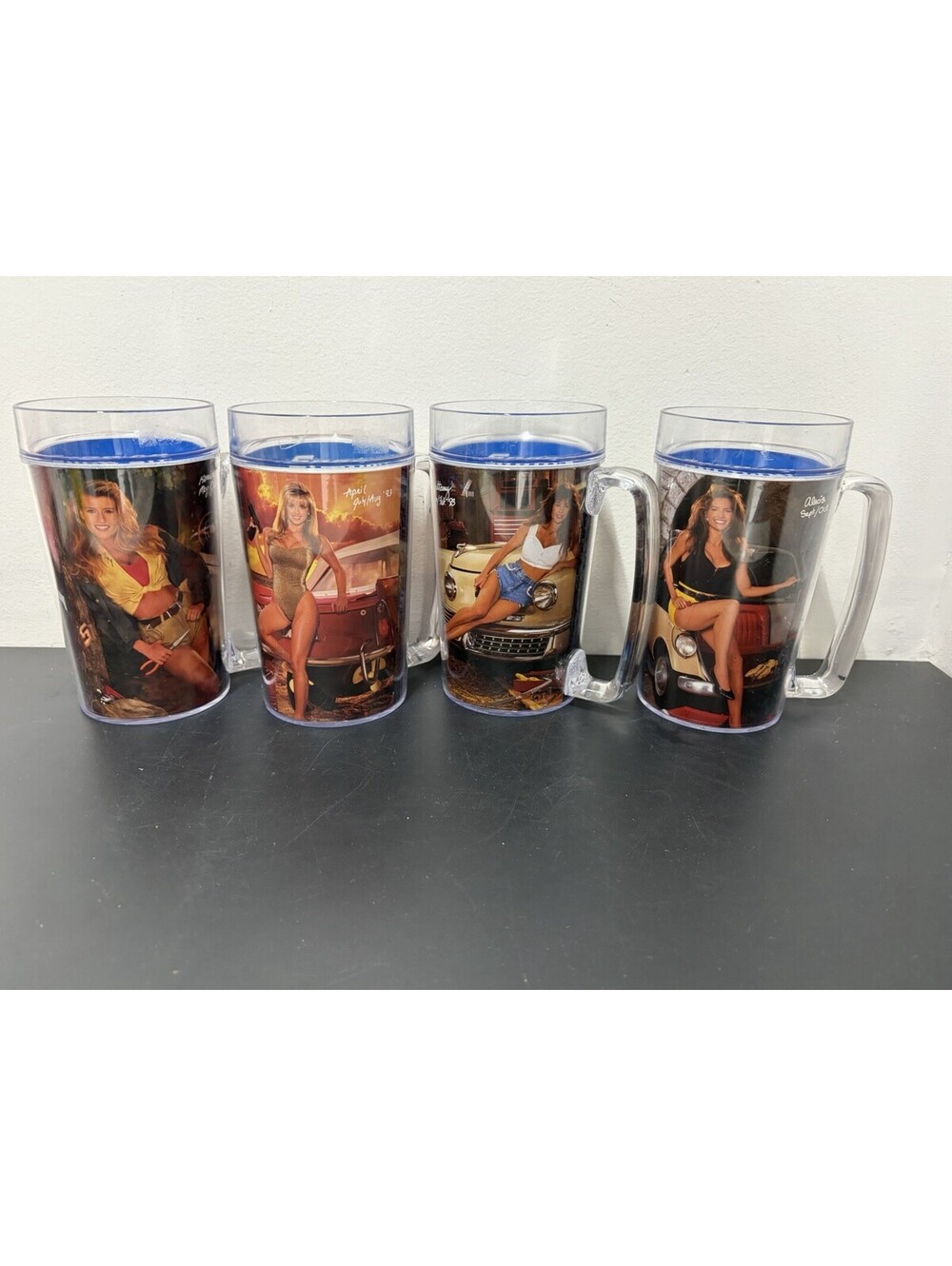 Vintage Snap On Tools 1993 Thermo-Serv Insulated Calendar Girls Mug Set of 4